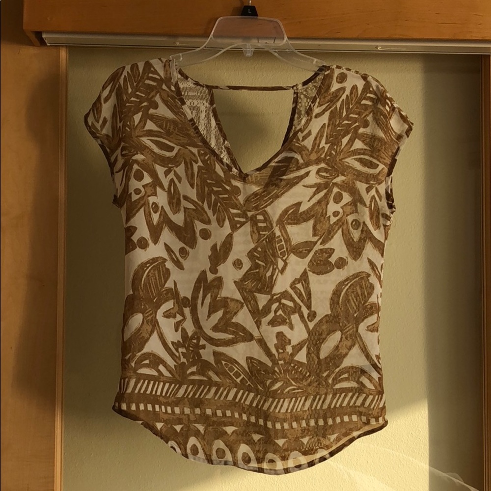 Light tan & white sheer summer shirt